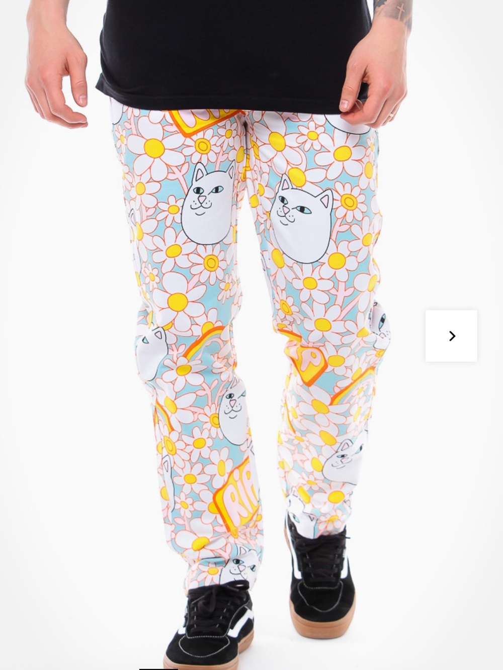 NWT RipnDip Men’s Size 30 Streetwear Skater Daisy Daze Pants Cats Rainbow